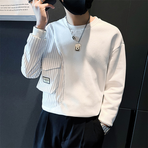 条纹拼接真口袋卫衣男设计感潮牌社会小伙长袖外套B323/WY09/P58图片