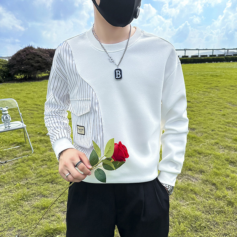 条纹拼接真口袋卫衣男设计感潮牌社会小伙长袖外套B323/WY09A/P58,女装短外套,星座301C（原B323）
