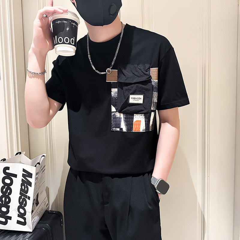 B323-DT63-P58控78短袖T恤男社会小伙店主风圆领潮流半袖衣服,男装T恤,星座301C（原B323）