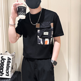 B323-DT63-P58控78短袖T恤男社会小伙店主风圆领潮流半袖衣服，男装T恤，星座301C（原B323）