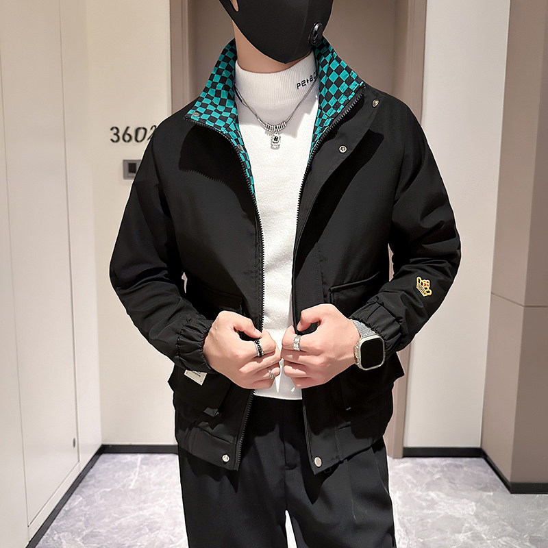 春秋款刺绣外套男高级感社会小伙立领网红夹克B323-JK03-P88,男装夹克,星座301C（原B323）