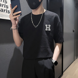 潮牌t恤男短袖2025新款抖音社会小伙店主风B323-DT37-P48控68，男装T恤，星座301C（原B323）