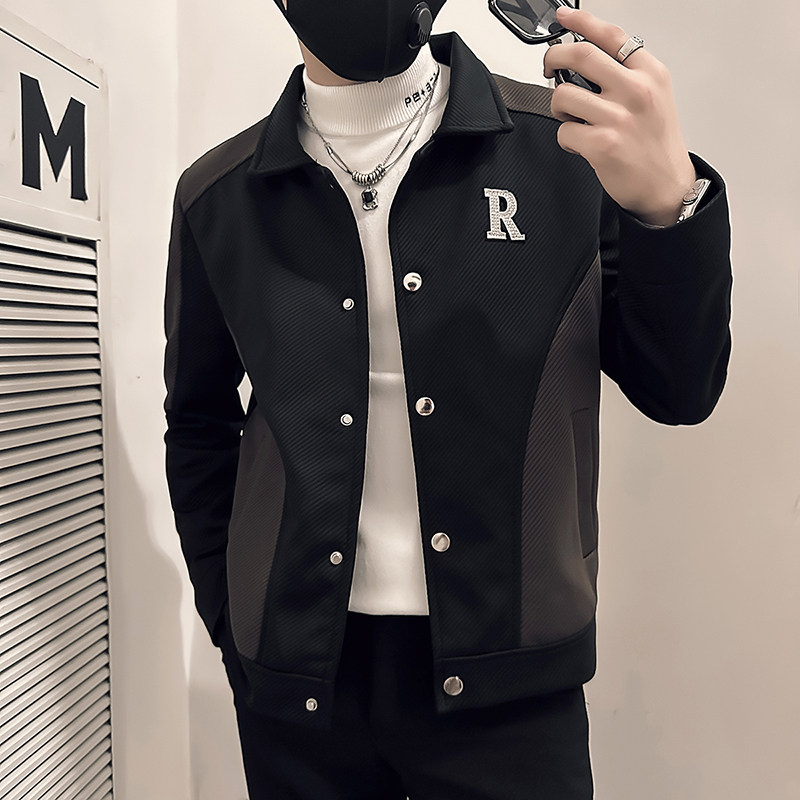 高品质有垫肩社会小伙外套男高级感痞帅夹克B323-JK09-P88控128图片