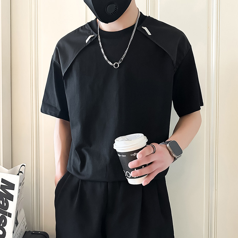 短袖男款潮牌夏季设计感小众T恤社会小伙店主风B323-DT57-P58,男装T恤,星座301C（原B323）