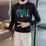 网红精神社会小伙卫衣男春秋款字母烫钻修身潮流两色WY03-P53，男装卫衣，星座301C（原B323）