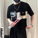 B323-DT62-P58控78短袖T恤男社会小伙店主风圆领潮流半袖衣服，男装T恤，星座301C（原B323）