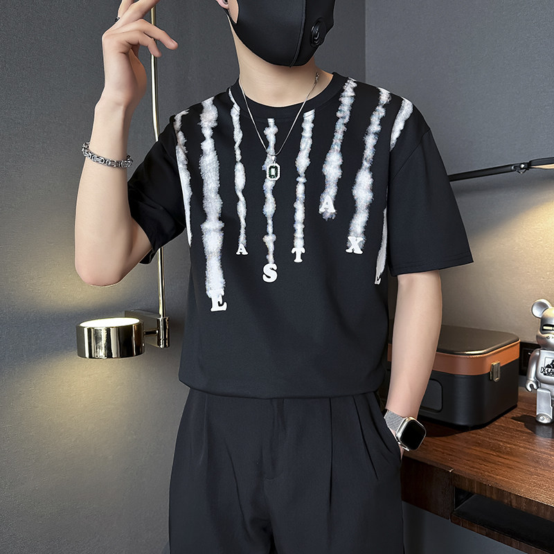 夏季男士t恤短袖暗黑系高街美式社会小伙店主风B323-DT39-P48控68,男装T恤,星座301C（原B323）