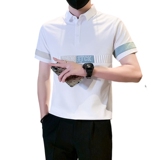 短袖polo衫男潮牌痞帅高级感拼接男装衣服社会B323/PL12/特P58，男装T恤，星座301C（原B323）