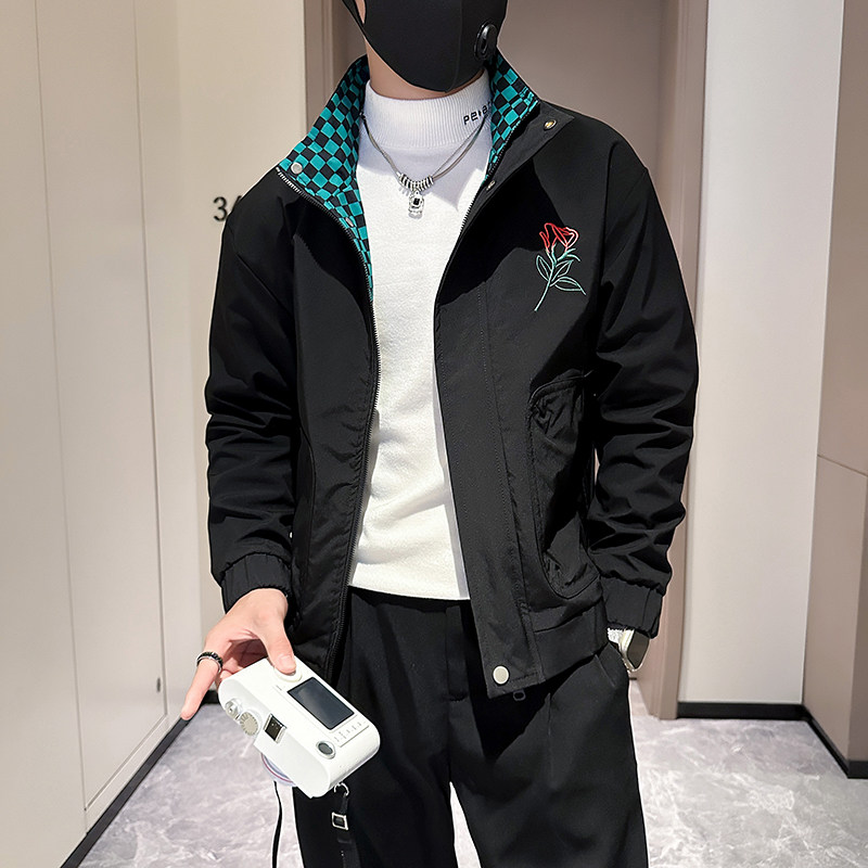 网红外套男潮牌高级感玫瑰花刺绣社会小伙夹克B323-JK02-P88,男装夹克,星座301C（原B323）