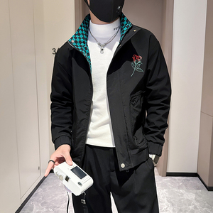 网红外套男潮牌高级感玫瑰花刺绣社会小伙夹克B323-JK02-P88图片