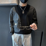 条纹拼接真口袋卫衣男设计感潮牌社会小伙长袖外套B323/WY09/P58，女装短外套，星座301C（原B323）