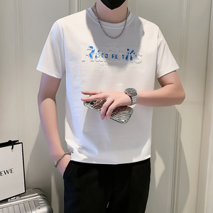 短袖T恤男潮牌社会小伙时尚圆领字母立体浮雕B323-DT09-特P48控68图片