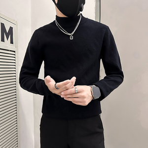 高支高密抖音社会小伙毛衣男肌理感提花针织衫B323-M37-P78控108图片