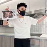 B323-DT70A-P48控68白色肌理感短袖男潮牌潮流韩版社会小伙T恤，男装T恤，星座301C（原B323）