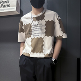 衣服男2025年新款短袖t恤印花社会小伙店主风B323-DT34-P48控68，男装T恤，星座301C（原B323）