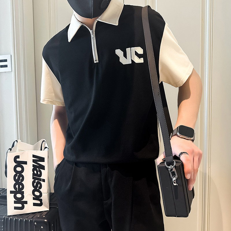 polo衫男士短袖夏季2025新款痞帅高社会小伙店主风B323-PL19-P55,男装Polo衫,星座301C（原B323）