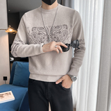 男士秋冬季毛衣圆领休闲流行针织衫民族风图案两色M08-P68控98，男装针织衫/毛衣，星座301C（原B323）