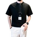 社会小伙潮牌痞帅半拉链短袖T恤男宽松半截袖B323/DT23/P58控78，男装T恤，星座301C（原B323）