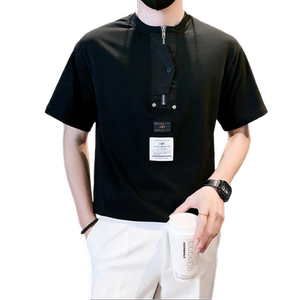 社会小伙潮牌痞帅半拉链短袖T恤男宽松半截袖B323/DT23/P58控78图片