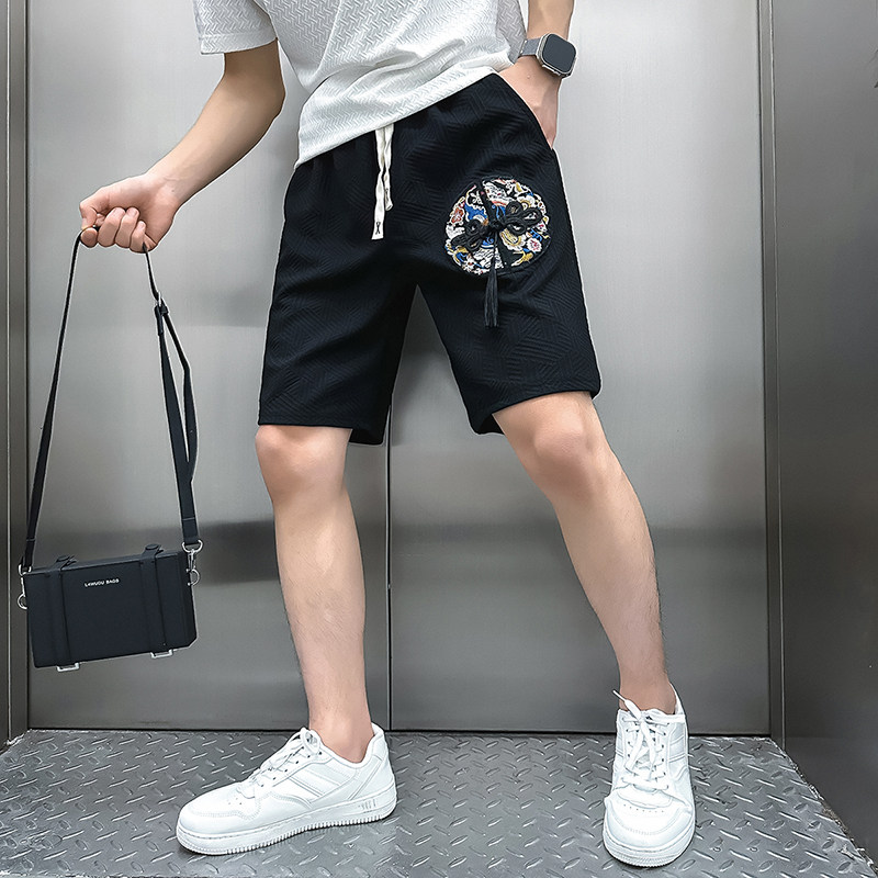 B323-DK22-P48控68社会小伙店主风潮刺绣风休闲短裤五分裤,男装牛仔裤,星座301C（原B323）
