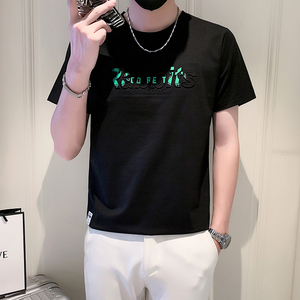 短袖T恤男潮牌社会小伙时尚圆领字母立体浮雕B323-DT09-特P48控68图片