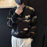 泰山印花刺绣卫衣男潮牌社会小伙高级感痞帅外套B323/WY13/P65，男装卫衣，星座301C（原B323）