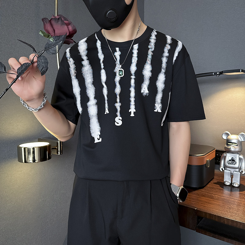 夏季男士t恤短袖暗黑系高街美式社会小伙店主风B323-DT39-P48控68,男装T恤,星座301C（原B323）
