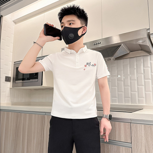 B323-PL24A-P48控68风刺绣Polo衫男短袖夏季修身T恤社会小伙图片