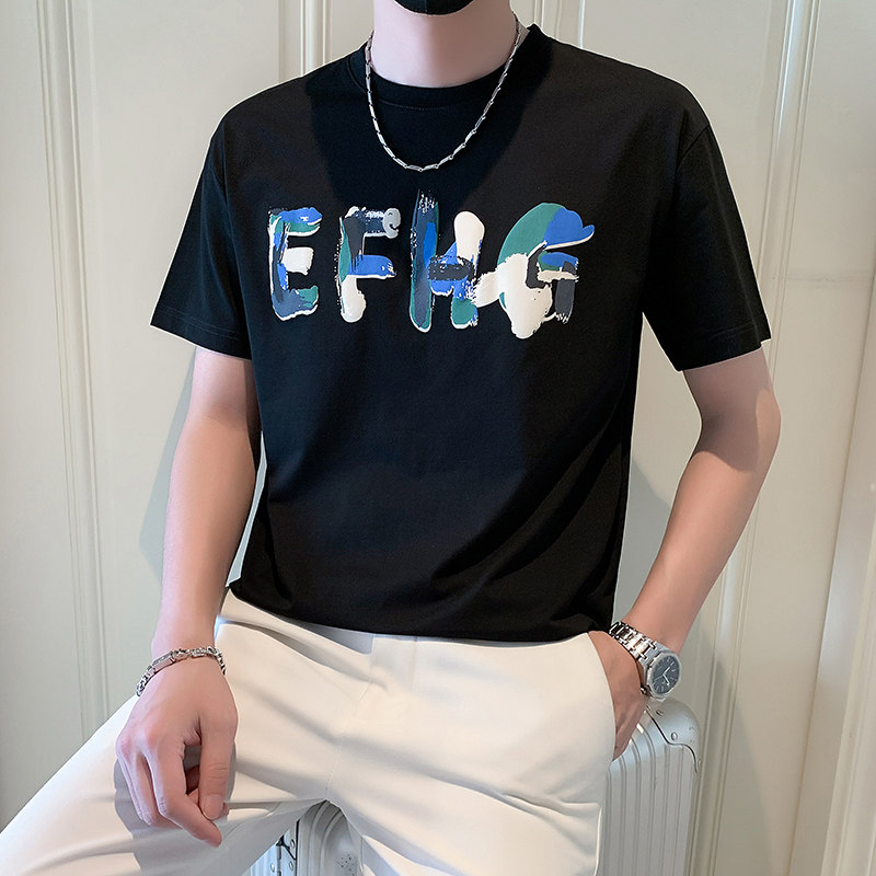 男士短袖T恤潮牌社会小伙时尚圆领印花上衣B323-DT04-特P38控58,男装T恤,星座301C（原B323）