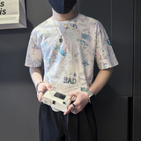 高级感印花短袖T恤男潮流百搭社会小伙店主风B323-DT44-P48控68，男装T恤，星座301C（原B323）