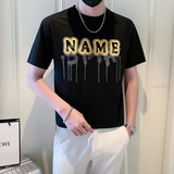 男士短袖T恤潮牌社会小伙时尚圆领字母印花B323-DT07-P45控65，男装T恤，星座301C（原B323）