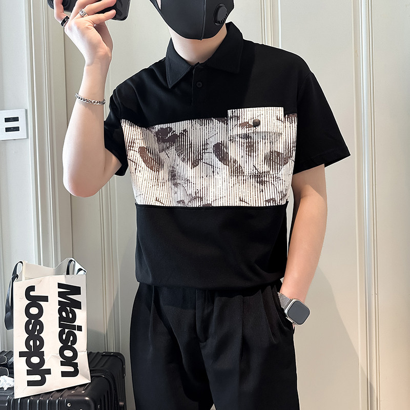 短袖男款polo衫2025夏季新款高级感社会小伙店主风B323-PL18-P55,男装Polo衫,星座301C（原B323）