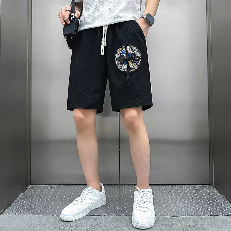 B323-DK22-P48控68社会小伙店主风潮刺绣风休闲短裤五分裤,男装牛仔裤,星座301C（原B323）