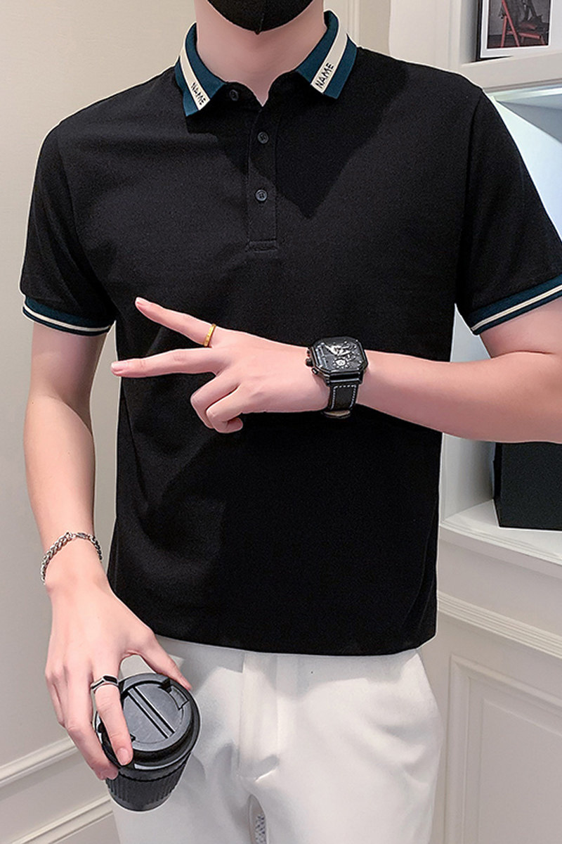 社会小伙短袖polo衫男修身潮流时尚抖音PL03/特P48控68,男装Polo衫,星座301C（原B323）