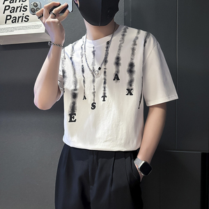 夏季男士t恤短袖暗黑系高街美式社会小伙店主风B323-DT39-P48控68图片