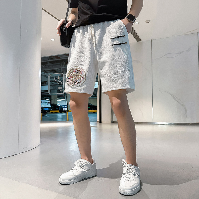 B323-DK20-P48控68社会小伙店主风潮流风刺绣休闲短裤五分裤,男装牛仔裤,星座301C（原B323）