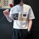 B323-DT62-P58控78短袖T恤男社会小伙店主风圆领潮流半袖衣服，男装T恤，星座301C（原B323）