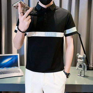 短袖polo衫男潮牌痞帅高级感拼接男装衣服社会B323/PL12/特P58图片