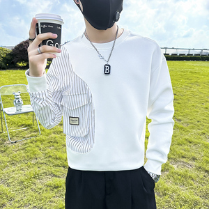 条纹拼接真口袋卫衣男设计感潮牌社会小伙长袖外套B323/WY09A/P58图片