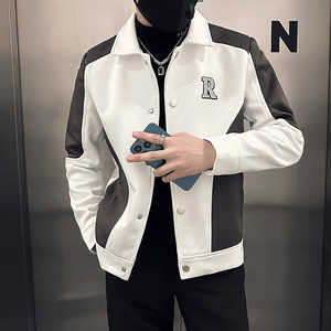 高品质有垫肩社会小伙外套男高级感痞帅夹克B323-JK09-P88控128图片