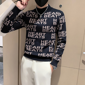 2023新款高级感毛衣男半高领潮牌社会小伙 三色 M17-P68控98图片