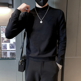 社会小伙毛衣男冬季半高领字母提花修身打底衫黑色M25-P58，男装针织衫/毛衣，星座301C（原B323）