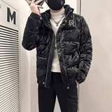 社会小伙棉衣男立领亮面修身刺绣棉服B323-MY01-P108控148，男装棉衣，星座301C（原B323）