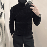 抖音毛绒毛衣男高领修身领口字母打底衫B323-M44-特P38控58，男装T恤，星座301C（原B323）