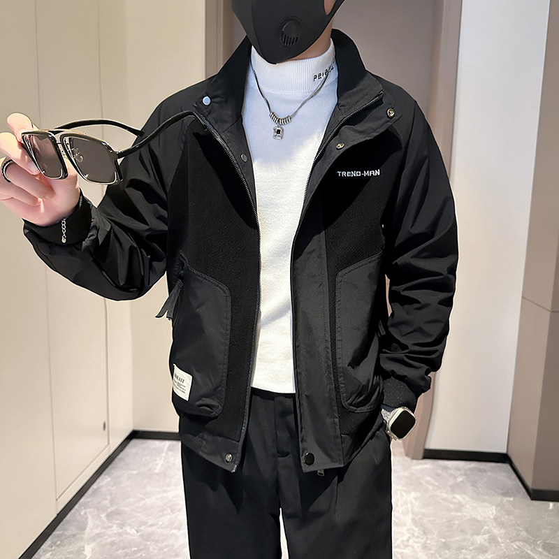 抖音夹克男潮流立领修身社会小伙高级感外套B323-JK06-P98,男装夹克,星座301C（原B323）