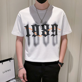 潮牌圆领字母印花短袖T恤男社会风落肩袖DT10/P45控65，男装T恤，星座301C（原B323）