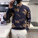 双面穿毛衣男潮牌社会小伙秋冬季字母圆领针织衫两色M22-P78，男装针织衫/毛衣，星座301C（原B323）
