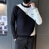 社会小伙毛衣男圆领潮牌拼色秋冬季高级感打底衫黑色M27-P78，男装针织衫/毛衣，星座301C（原B323）
