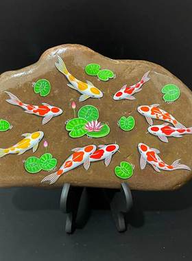 石材摆件现代办公室手绘饰品