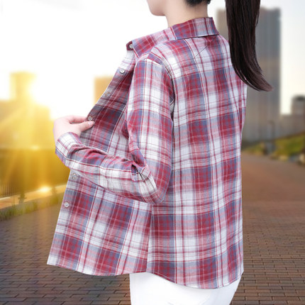 纯棉格子衬衫女长袖2026新款春秋宽松百搭休闲上衣洋气显瘦衬衣潮
